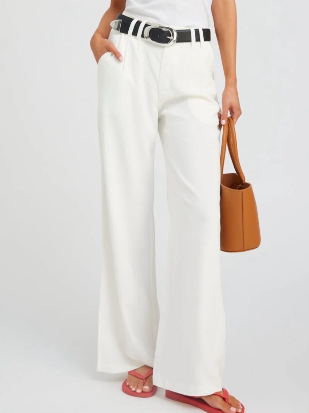 SPRWMN Crepe Trousers Wide Leg White Dress Pants. Size S. Classic. Retail $478